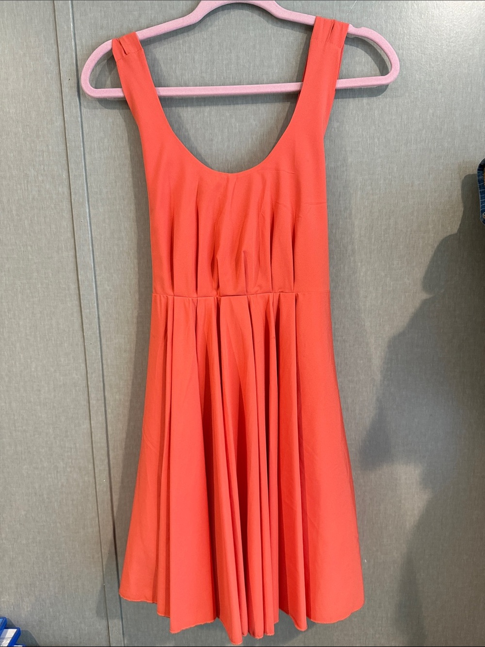 Charlotte Russe Coral Pleated Scoop-Neck Mini Dress